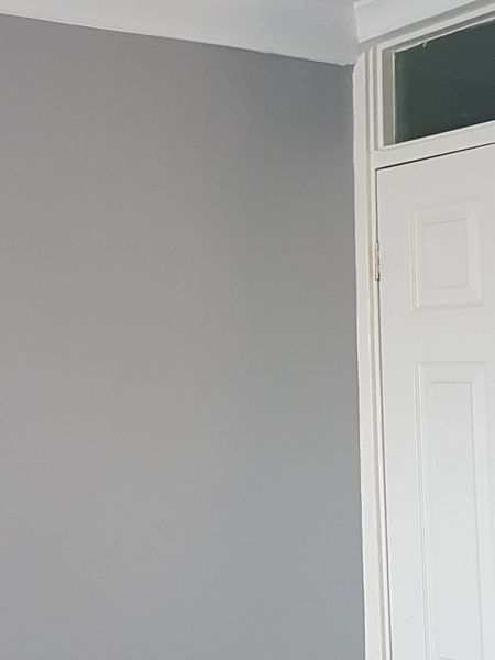 I need a grey paint thats not blue! Chic Shadow Bedroom, Dulux Chic Shadow, True Grey Paint Color, Dulux Grey, Grey Paint Living Room, Pale Grey Paint, Chic Shadow, Half Painted Walls, Warm Grey Paint Colors