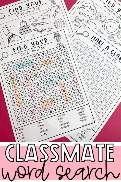 Learn how to use this class word search here in this blog post: 8 First Day of School Activities Year 2 Transition Day, 1st Day Of School Activities 3rd Grade, First Day Of Elementary School Activities, First Day 5th Grade Activities, First Month Of School Activities, Beginning Of The School Year Activities 4th Grade, Grade 2 Back To School Activities, 1st Week Of School Activities 1st Grade, 4th Day Of 4th Grade