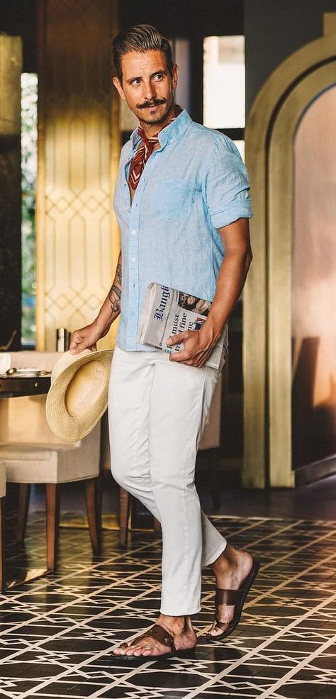 10 Coolest Linen Outfits To Beat The Heat This Summer White Linen Trousers Outfit Men, Caribbean Outfits Men, Men’s Linen Shirt, Men’s Linen Outfit, Sorrento Outfits, Mens Linen Shirt Outfit, Linen Shirt Men Casual Summer, Mens Linen Pants Outfit, Linen Men Outfit