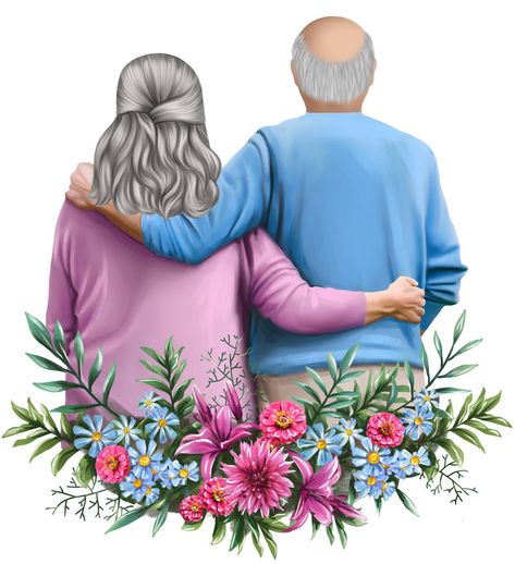 Clothes Clip Art, Family Tree Clipart, Grandmother And Grandfather, Cute Old Couples, Wedding Embroidery Hoop, Grandma Clothes, Family Clipart, Clothes Clips, Elderly Couples