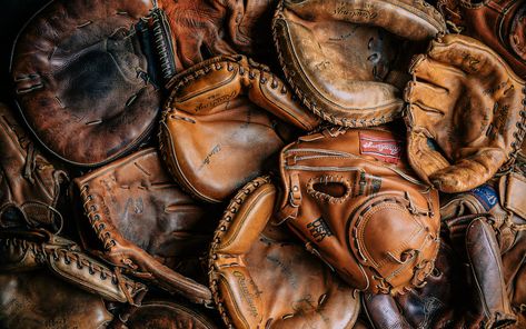 Repurposed Vintage Baseball Gloves into wallets - USA -Mack Provisions American Nostalgia, Vintage Baseball Gloves, Baseball Mitt, Baseball Gloves, Repurposed Vintage, Baseball Glove, Vintage Baseball, Leather Products, Everyday Carry