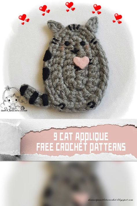 These Cat Applique FREE Crochet Patterns offer a variety of options to bring the whimsy and charm of cats into your crochet projects #freecrochetpatterns Crochet Cat Applique, Crochet Lovey Free Pattern, Crochet Patterns Filet, Crochet Ornament Patterns, Cat Applique, Applique Tutorial, Crochet Cat Pattern, Crochet Animals Free Patterns, Adorable Crochet