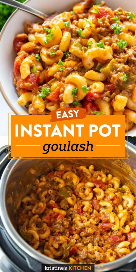 Pressure Cooker Goulash Recipe, Instant Pot Goulash, Easy Goulash Recipes, Instapot Meals, Instant Pot Pasta, Goulash Recipe, Instant Pot Pasta Recipe, Goulash Recipes, Instant Pot Meals