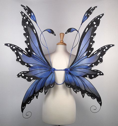 Butterfly Pattern | ... Fairy Wings in Blue Morpho Butterfly Pattern | Flickr - Photo Sharing Gossamer Wings, Fairy Costumes, Ooak Fairy, Butterfly Costume, Blue Morpho Butterfly, Mermaid Fairy, Morpho Butterfly, Blue Morpho, Fantasy Art Dolls