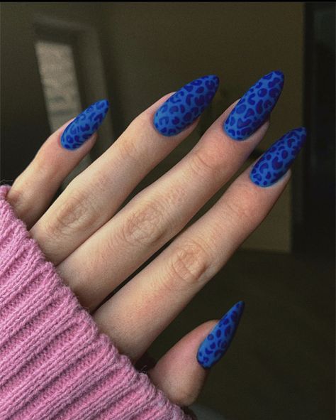 Blue Nails Leopard, Blue Cheetah Print Nails, Blue Leopard Print Nails, Blue Cheetah Nails, Blue Leopard Nails, Leopard Nail Art, Cheetah Print Nails, Tattoos Inspo, Navy Blue Nails