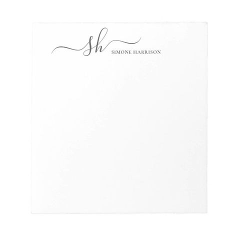 Notepad Design, Elegant Stationery, Monogrammed Stationery, Notepad Gift, Modern Monogram, Minimalist Typography, Script Calligraphy, Custom Notepad, Elegant Calligraphy