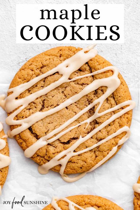 These Maple Cookies have crispy edges, chewy centers and a rich maple flavor. Topped with a delicious maple glaze, they're the perfect fall cookie! Maple Cookies Recipe, Maple Syrup Cookies, Stew Dinner, Maple Cookies, Maple Recipes, Maple Glaze, Fall Cookies, Main Dish Salads, Cake Mix Cookies