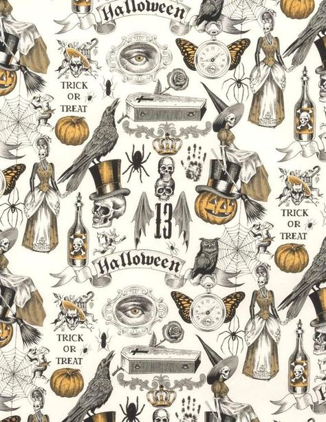 Alexander Henry Trickery Tea Orange Halloween 100% cotton | Etsy Poetry Friends, Spooky Wallpapers, Blanket Halloween, Skull Fabric, Autumn And Halloween, Occult Symbols, Tattoos Geometric, Inspiration Tattoo, Alexander Henry