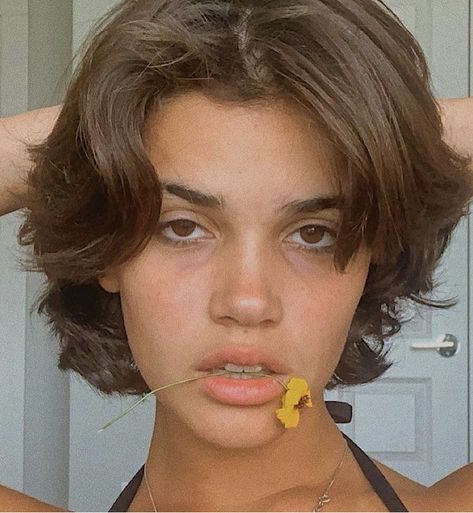 Really Short Wavy Haircuts, Tomboy Haircut Wavy Hair, Really Short Wavy Hair, Masc Bob Haircut, Really Short Hair Women, Short Hair Styles Thick Hair, Androgynous Hair Curly, Tomboy Haircut Girl, Short Lesbian Hair Haircut