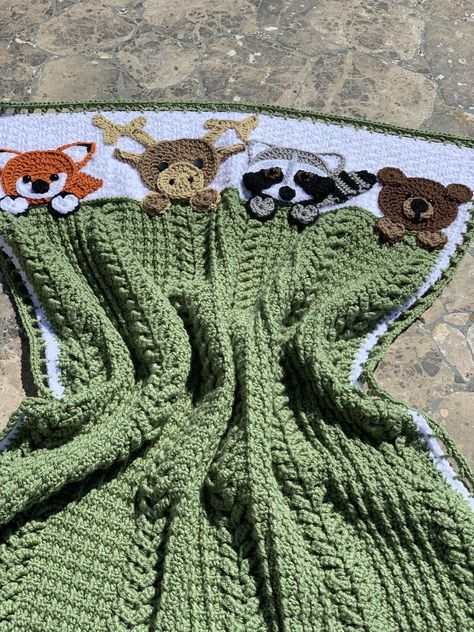 Crochet Woodland, Knit Baby Blanket Pattern Free, Woodland Baby Blanket, Free Baby Blanket Patterns, Baby Afghan Crochet, Baby Blanket Knitting Pattern, Knitted Baby Blankets, Crochet Baby Blanket, Baby Blanket Pattern