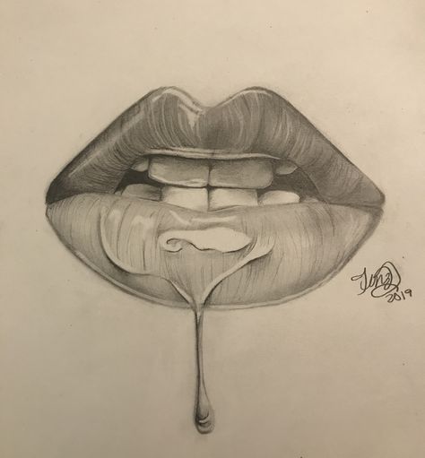 Drippy Lips Drawing, Drip Drawing Ideas, Lips Sketch, Anime Mouths, Lip Drawing, Dripping Lips, Mouth Drawing, Pencil Sketch Images, Lips Drawing