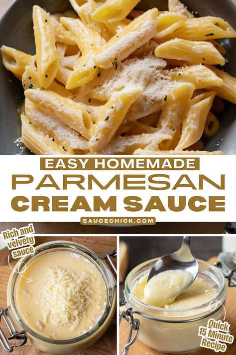 Parmesan Cream Sauce Recipe for a Luxurious, Cheesy Finish Gluten Free Pasta Sauce Recipes, Parmesan Cream Sauce Recipe, Gluten Free Pasta Sauce, Creamy Sauces, Wing Sauce Recipes, Cream Sauce Recipe, Creamy Pasta Sauce, Creamy Parmesan Sauce, Parmesan Cream Sauce