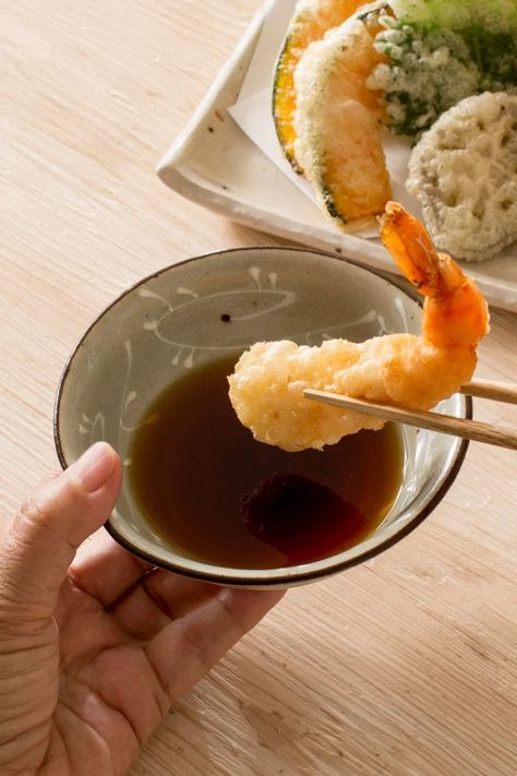 Tempura Sauce with 4 Ingredients | Tentsuyu dipping sauce Tempura Fish, Tempura Dipping Sauce, Prawn Sauce, Tempura Sauce, Daikon Recipe, Shrimp Dipping Sauce, Tempura Shrimp, Tempura Prawns, Tempura Recipe