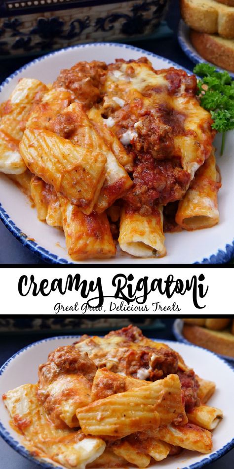 Rigatoni With Ground Beef, Creamy Parmesan Beef With Rigatoni, Creamy Minced Beef Pasta, Best Ground Beef Pasta Recipes, What To Make With Rigatoni Noodles, Rigatoni Beef Pasta Dishes, Pasta Dishes With Ground Sausage, Pasta With Ground Beef And Sausage, Creamy Pasta Recipes Ground Beef