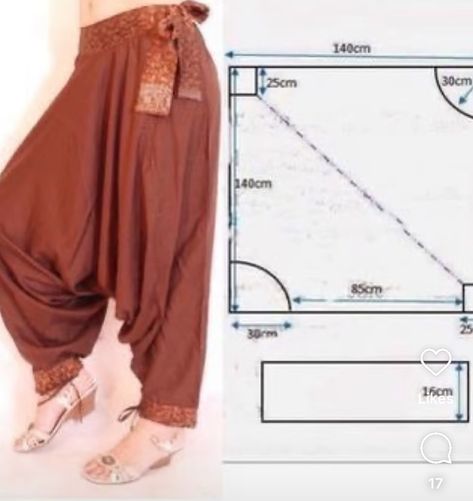 Haram Pants Patterns Sewing, Harem Pants Diy, Harem Pants Pattern, Wide Leg Pants Pattern, Celana Fashion, Projek Menjahit, Sewing Pants, Sewing Clothes Women, Sew Ins