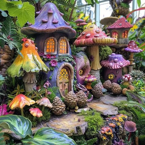 Artist Garden, Indoor Fairy Gardens, Fairy Garden Birthday Party, Fairy House Crafts, Clay Fairy House, Fairy Village, Fairy Garden Designs, Fairy Garden Crafts, Garden Life