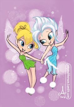 Tinkerbell Meets Her Sister | Tinkerbell and her sister Periwinkle from the Disney film Tinkerbell ... David Gilson, Chibi Disney, Secret Of The Wings, Tinkerbell And Friends, Pocket Princesses, Tinkerbell Disney, Kawaii Disney, Images Disney, Fairy Friends