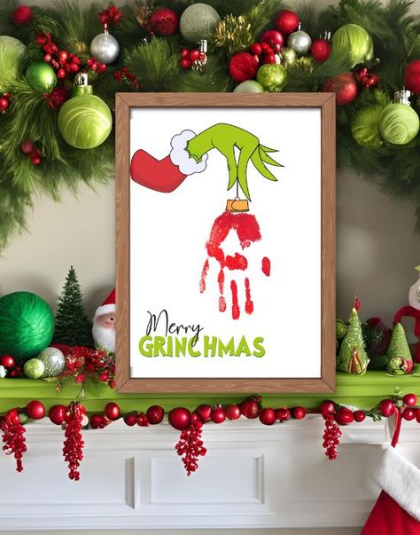 Looking for fun Christmas activities for preschool or toddlers? Try these easy Christmas crafts for preschool or toddlers.  Like this cute Grinch Christmas handprint. These Christmas handprint crafts are perfect for preschool. Christmas handprint art makes the perfect keepsake gift for family and friends. Kids Christmas Handprint Art. Christmas Hand Painting for Kids. Christmas Handprint Ideas. Hand and Foot print art Christmas. Handprint Christmas tree. Footprint Christmas crafts. Kids Christmas Crafts Easy Hand Prints, Grinch Hand Print Craft, Easy Grinch Crafts For Toddlers, Kids Hand Print Christmas Crafts, Grinch Christmas Art For Kids, Kids Handprint Christmas Crafts, Christmas Hand Foot Print Art, Christmas Hand Crafts, Grinch Preschool Crafts