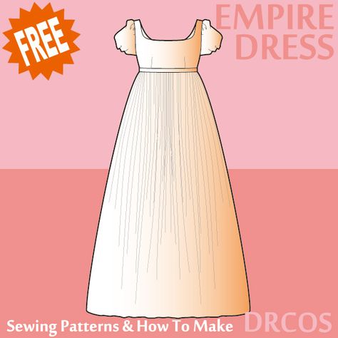 Historical Dress Patterns, How To Make Dress, Regency Dress Pattern, Victorian Dress Pattern, Style Dress Patterns, Midi Dress Pattern, Make Dress, Empire Waist Dress Pattern, Dress Sewing Patterns Free