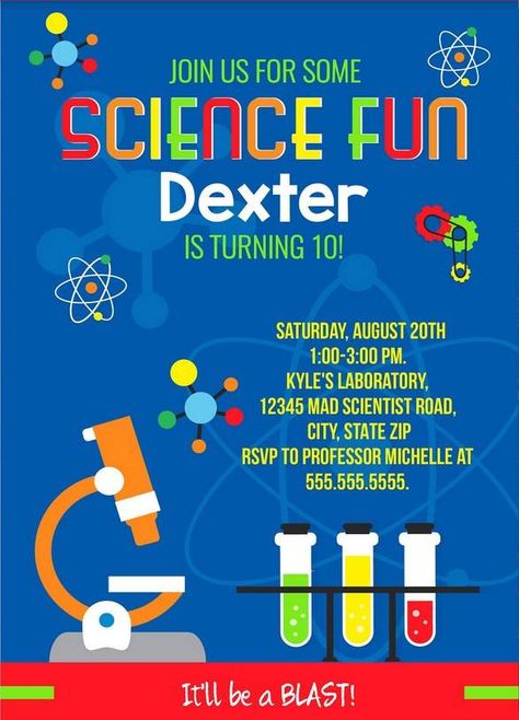 Nice FREE Printable Mad Scientist Birthday Invitation Template Science Party Invite, Mad Scientist Party Invitations, Science Birthday Invitations Free, Science Party Invitations Printable Free, Mad Scientist Invitations, Mad Scientist Party Experiments, Science Invitations, Science Party Invitations, Scientist Birthday Party