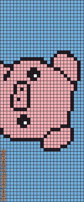 Alpha Friendship Bracelet Pattern #10289 - BraceletBook.com Pig Friendship Bracelet Pattern, Pig Alpha Pattern, Jewelry Template, Fuse Bead Patterns, Barbie Doll Clothing Patterns, Baby Sweater Patterns, Beaded Bracelets Tutorial, Mini Cross Stitch, Animal Cute