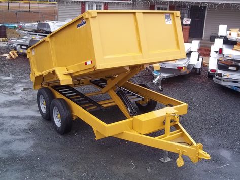 7 x 12 12k dump trailer with equipment ramps and 3ft sides | Dump ... Dump Trailer Plans, Diy Dump Trailer, Homemade Trailer, Work Trailer, Trailer Kits, Custom Truck Beds, Free Shed Plans, Tractor Accessories, Trailer Diy