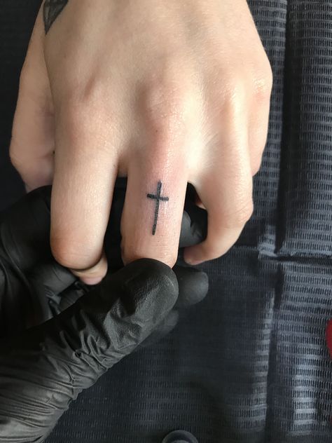 Tiny Hand Tattoos Men, Cross Finger Tattoo Men, Cross Tattoos On Hand, Hand Tattoos Cross, Cross Tattoo Finger, Cross On Finger Tattoo, Finger Tattoos For Guys, Cross Tattoo On Finger, Finger Tattoo For Men