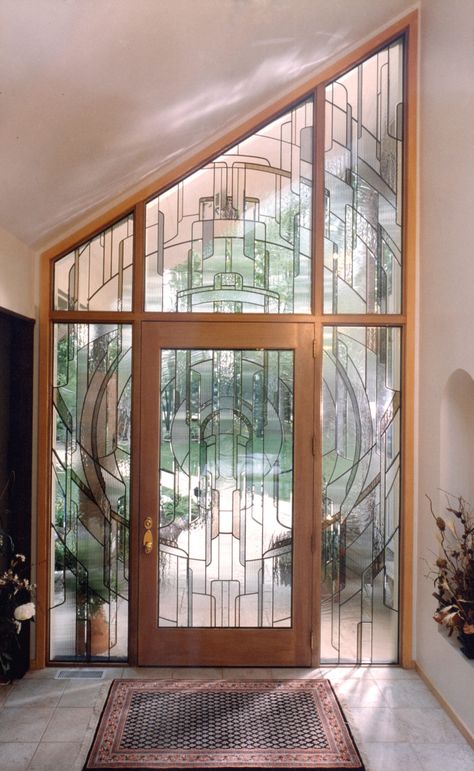 Custom Stained Glass Windows Columbus, Ohio - Residential Homes | Franklin Art Glass Custom Wood Doors, Modern Stained Glass, Stained Glass Door, Door Glass Design, Glass Doors Interior, Custom Stained Glass, Interiors Dream, Glass Front Door, Glass Designs