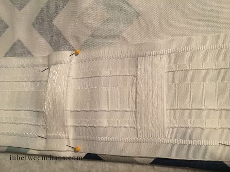 The secret to the easiest back tab curtains | inbetweenchaos.com Hidden Tab Curtains, Back Tab Curtains, Tab Top Curtains On Hooks, Making Tab Top Curtains, How To Sew A Rod Pocket Curtain, How To Sew Pinch Pleated Drapes, Camper Steps, Decorating Above Kitchen Cabinets, Ikea Curtains