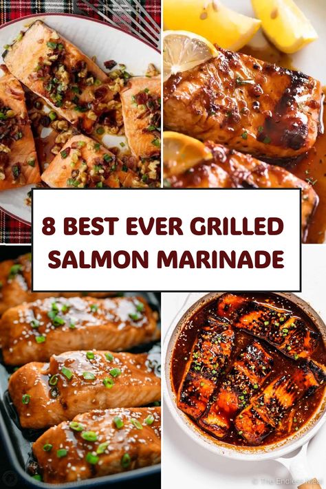 8 Best Ever Grilled Salmon Marinade Salmon Marinades, Grilled Salmon Marinade, Best Salmon Marinade, Bbq Salmon Recipes, Salmon Marinade Recipes, Best Grilled Salmon Recipe, Recipes For Grilling, Grilled Salmon Kabobs, Easy Bbq Recipes