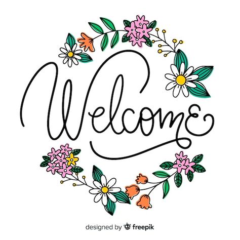 Floral welcome lettering concept | Free Vector #Freepik #freevector #welcome-font #welcome-text #welcome #floral-typography Bienvenue Sign, Welcome Lettering, Welcome Sign Ideas, Wellcome Images, Out Of Order Sign, Welcome Logo, Welcome Quotes, Welcome Words, Welcome Images