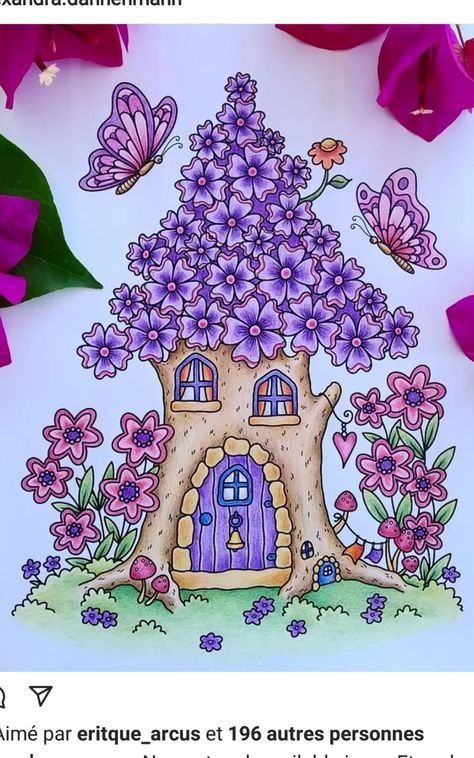 Fairy House Drawing, Fairy Garden Drawing, Cottagecore Drawing, Beautiful Scenery Drawing, Simple House Drawing, Black Ink Art, Storybook Art, Zen Doodle Art, Doodle Art Drawing