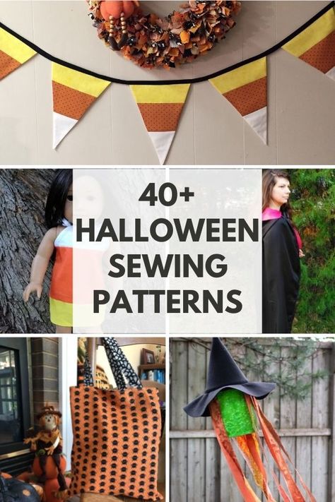 Use our free Halloween sewing project ideas to craft up Halloween home décor, costumes, and more! Diy Fabric Halloween Decorations, Sewing Patterns Halloween, Diy Halloween Sewing Projects, Halloween Diy Sewing Ideas, Sewn Halloween Decorations, Sew Halloween Decorations, Sewing For Halloween, Sewing Halloween Decorations, Halloween Sewing Patterns Free