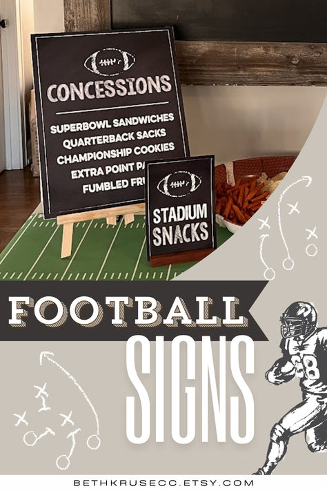 Level up your game day spread with this custom football concession stand chalkboard sign! 🏈🍔

Customize with your party menu items. Perfect for tailgating, parties, or just adding a touch of fun to your kitchen.

#gameday #footballparty #tailgating #chalkboard #customsign #homedecor #footballfan Home Tailgate Party, Football Concession Stand, Concessions Sign, Super Bowl Sandwiches, College Football Tailgate, Football Party Decorations, Football Snacks, Football Signs, Football Birthday Party