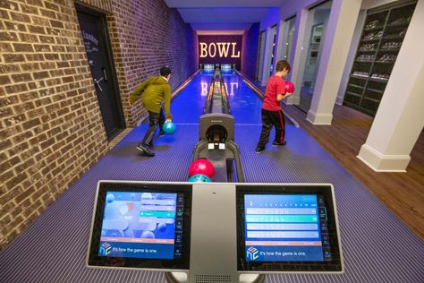 How much does a home bowling alley cost? We publish average bowling alley prices and bowling lane costs for in-home bowling alley equipment packages. Bowling Lane In House, Basement Arcade, Home Bowling Alley, Bowling Lane, Backyard Seating, Bowling Alley, Cost To Build, Theater Room, Construction Cost