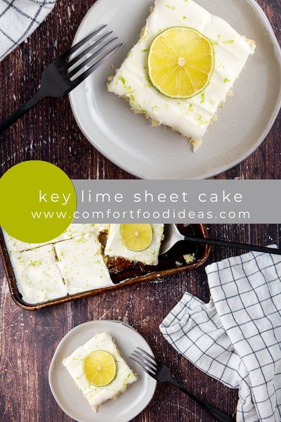 Key Lime Sheet Cake: The ultimate Summer dessert! Packed with a sweet yet subtle tang of key lime flavor. This cake feeds a crowd and is a family favorite! #keylimesheetcake #keylimerecipe #summerrecipe #coconutkeylimesheetcake #keylimesheetcakefromscratch #sheetcakerecipe Key Lime Sheet Cake Recipe, Lime Recipes Dessert, Key Lime Recipes, Sheet Cake Recipe, Easy Food Recipes, Lime Recipes, Cinnamon Butter, Sheet Cake Recipes, Summer Dessert Recipes