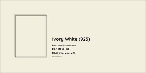 Benjamin Moore Ivory White (925) Paint color codes, similar paints and colors Benjamin Moore Ivory White 925, Ivory Hex Code, Ivory White Benjamin Moore, Benjamin Moore Ivory White, Paint Benjamin Moore, Benjamin Moore Kitchen, Munsell Color System, Analogous Color Scheme, Paint Color Codes