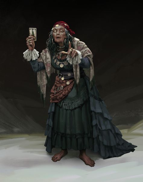 ArtStation - Fortuneteller, Katya Zhiganova Rpg Npc, Random Graphics, Weird West, Character Artwork, D D Character Ideas, Rpg Ideas, Dungeons And Dragons Characters, Dnd Art, Fortune Teller