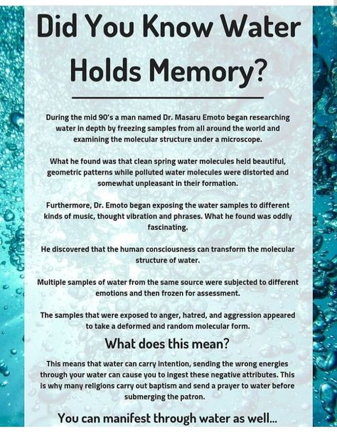 How To Take Over The World, Water Affirmations, Water Has Memory, Water Frequency, Water Memory, Nikolai Tesla, Water Facts, Masaru Emoto, Power Of Water