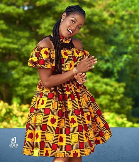 Lady In Beautiful Off Shoulder African Print Dress With Cape and Choker - Clipkulture | Clipkulture Short Flare Gown, Ankara Short Flare Gowns, Trendy Ankara Styles, Ankara Dress Styles, Ankara Gowns, Latest Ankara Styles, Short Gowns, African Inspired Fashion, African Print Dress