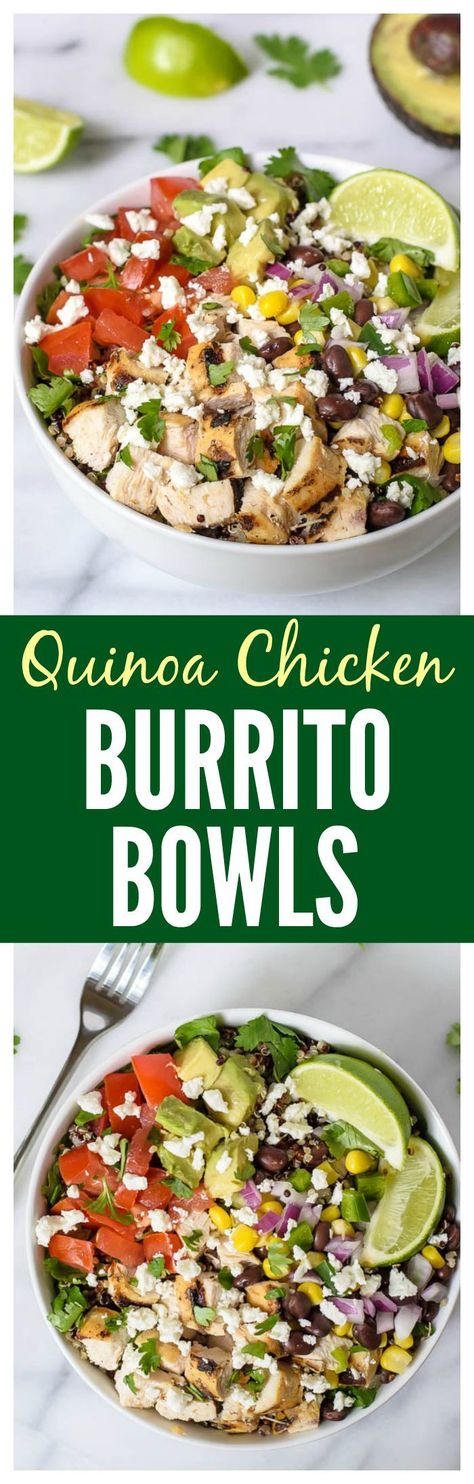 Better than Chipotle Burrito Bowls with Quinoa and Chicken #glutenfree Chipotle Burrito Bowl, Chipotle Burrito, Chicken Burrito Bowls, Sweet Chicken, Chicken Burrito, Chicken Quinoa, Burrito Bowls, Fat Loss Foods, Burrito Bowl