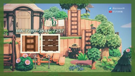 Acnh Treehouse, Treehouse Ladder, Acnh Simple, Motif Acnl, Japanese Town, Acnh Cottagecore, Acnh Designs, Acnh Codes, Qr Codes Animal Crossing