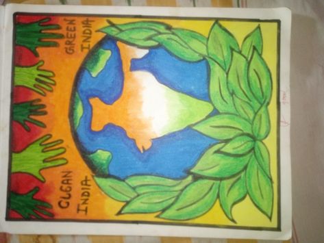 Green India Clean India Posters, Green India Drawings, Clean India Green India Poster Painting, Green India Clean India Drawings, Clean India Drawing Ideas, Clean India Green India Drawing, Drawing Competition Poster, Clean India Posters, Competition Poster