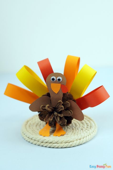 Turkey Pinecone Craft - Easy Peasy and Fun Pinecone Turkeys Kids, Pine Cone Turkeys For Kids, Diy Pinecone Crafts, Pumpkin Life Cycle Craft, Pinecone Turkey, Pinecone Crafts Kids, Turkey Coloring Pages, Owl Coloring Pages, Pinecone Crafts