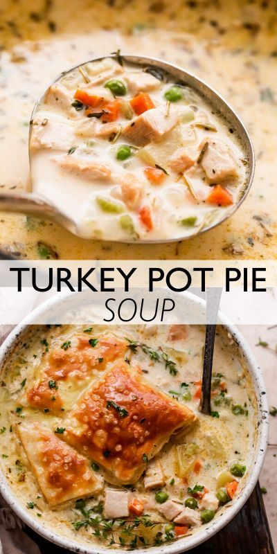 All the comfort food goodness of classic pot pie, with a fraction of the work! Leftover Turkey Pot Pie Soup is a quick, creamy one-pot meal the whole family will enjoy. Healthy Turkey Pot Pie Soup, Leftover Turkey Pot Pie Soup, Turkey Potpie Soup, Turkey Pot Pie Recipe Easy Crockpot, Turkey Pot Pie Soup Crockpot, Crock Pot Turkey Soup Recipes, Cream Of Turkey Soup Recipe, Turkey Pot Pie Recipe Easy, Turkey Veggie Soup