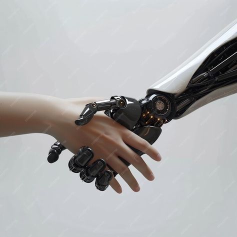 Premium Photo | A human hand reaching and shaking hands with an AI robot Hands Reaching Out, Robot Hand, Shaking Hands, Bionic Woman, Hand Images, Shot List, Human Hand, Presentation Template Free, Art References