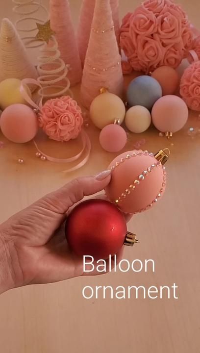 Balloon Ornaments, Kids Christmas Crafts Ornaments, Fancy Christmas Ornaments, Homemade Christmas Decorations, Handmade Christmas Crafts, Craft Home, Christmas Decorations Diy Outdoor, Styrofoam Ball, Xmas Diy