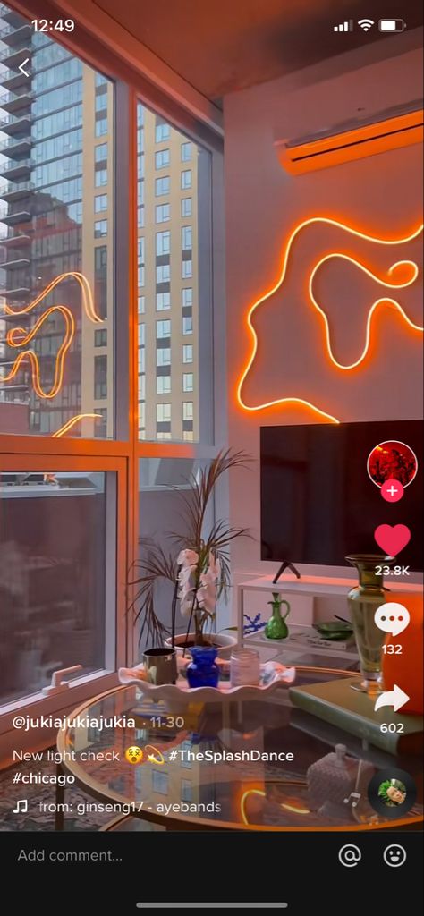 Wavy Neon Light Wall, Squiggle Led Lights, Wavy Led Light, Art Behind Tv, Living Room Above Couch Decor, Lights Behind Tv, Wall Behind Tv, Above Couch Decor, Dreamy Interiors