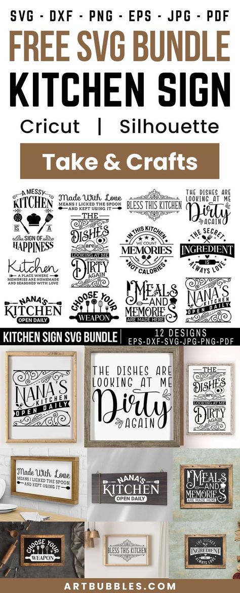 This SVG File is a freebie for crafters with their cutting machine like Cricut & Silhouette etc. You can download this design for free. The bundle comes with 12 cute designs which are perfect specially for kitchen. You can use these designs to cut or print and apply on kitchen signs, wall decals, kitchen towels, tote bags, t shirts, mugs, cards or anything! File types: SVG, DXF, PNG, EPS, JPG & PDF. #kitchensvg #kitchenfreesvg #svg #cricut #kitchensign #kitchenquotefreesvg #kitchensignfreesvg Free Svg Kitchen, Kitchen Svg Files Free, Free Pantry Labels, Kitchen Printables, Freebie Svg, Circuit Crafts, Christmas Fonts Free, Homemade Signs, Kitchen Svg