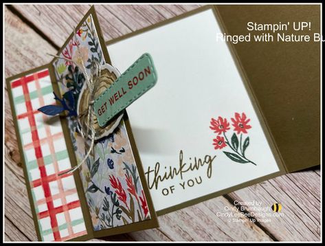 Stampin Up Book Fold Card, Book Binding Card Tutorial, Fall Stampin Up Cards 2022, Stampin Up Rings Of Love Dsp Cards, Stampin Up All Bundled Up, Ringed With Nature Stampin Up Cards, Stampin Up Ringed With Nature, 2022 Rings, Ringed With Nature